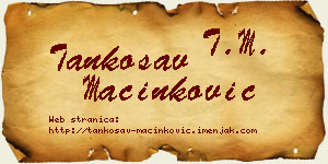 Tankosav Mačinković vizit kartica